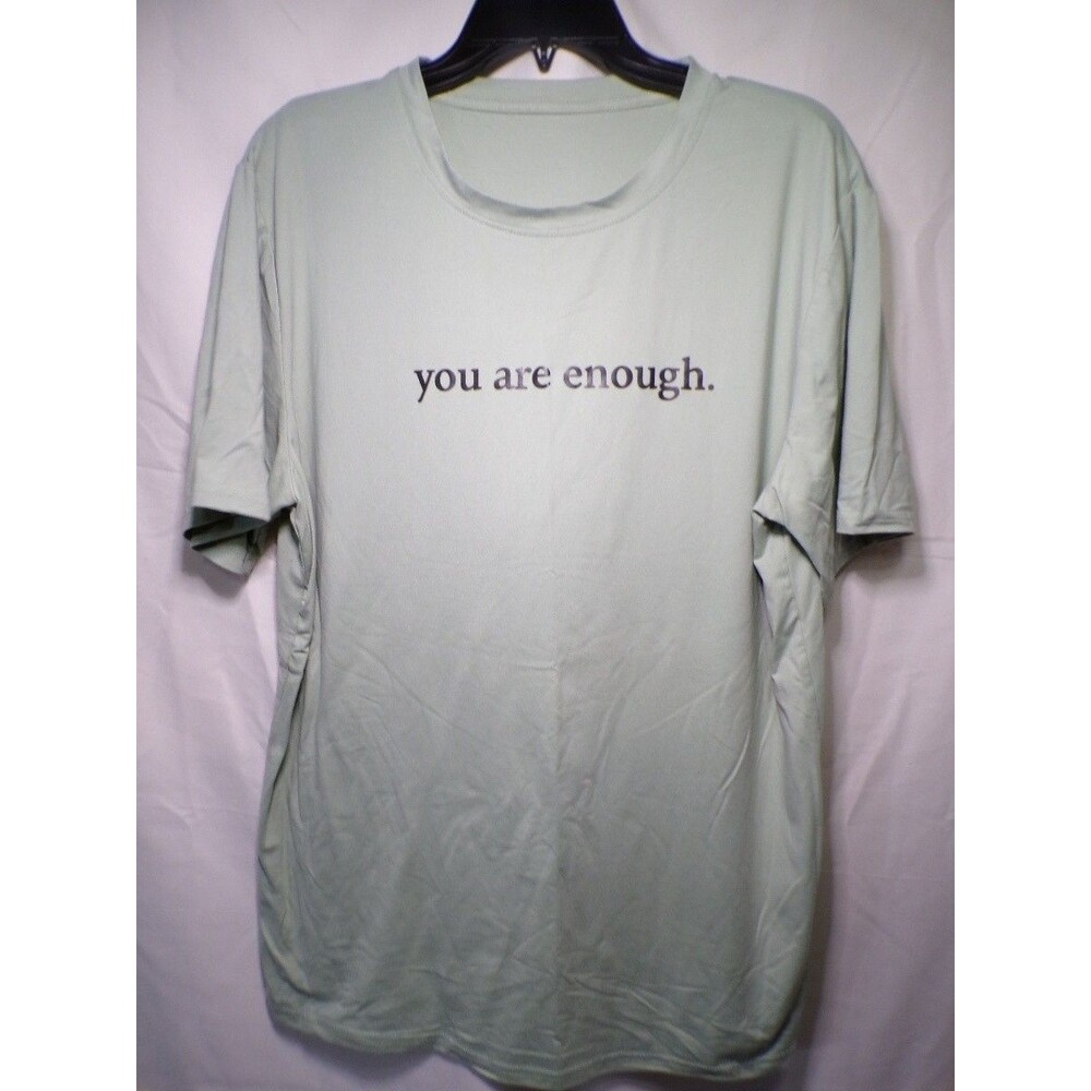 Women's Graphic T Shirt Large Sage Green You Are Enough Message Tee